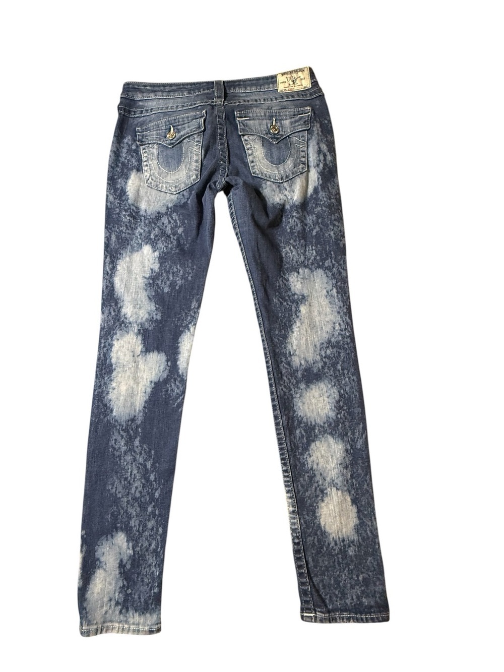 True Religion Skinny Flap Jeans Womens 31 Blue Acid Washed Custom - Picture 4 of 4